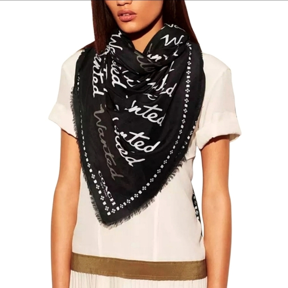 🖤 COACH Wanted Script Woven Shawl NWT